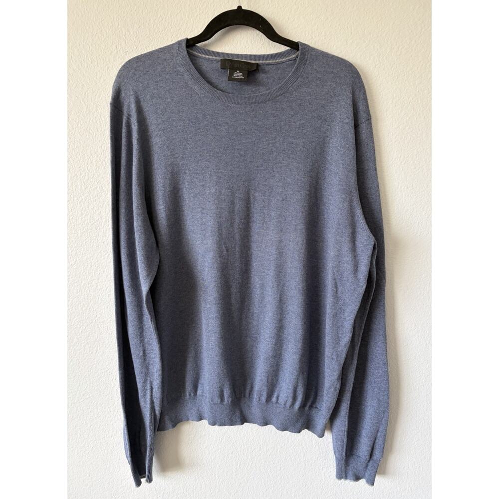 Dylan Gray Blue Cotton Cashmere Knit Crew Neck Pullover Sweater Men's XL